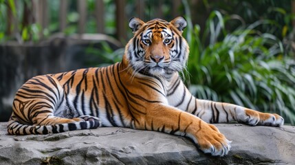 Obraz premium Thai Tiger - Malayan Tiger in Natural Tropical Habitat on Peninsula
