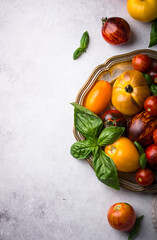 Assortment of different color tomatoes