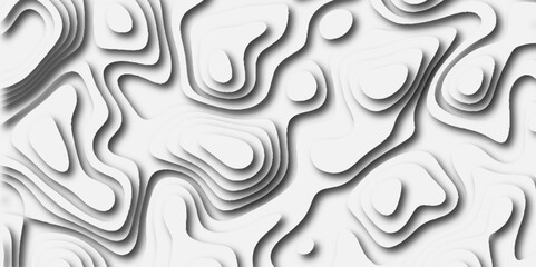 Topographic canyon geometric map relief texture with curved layers and shadow. abstract White background with a beautiful pattern, Topographic contour lines vector map seamless pattern vector.