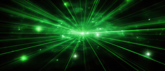 Fototapeta premium Bright Green Light Beams Radiating Outward Creating a Futuristic and Energetic Vibe