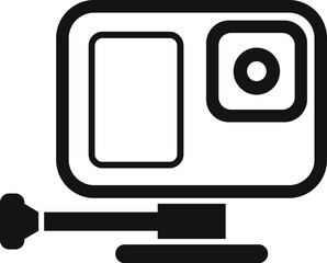 Action camera standing on a surface and filming