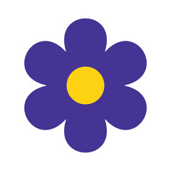 Blue Flower icon. Simple flower Vector illustration isolated on white background. Violet Blue flower icon sign, cute floral design for card, web, poster, print.