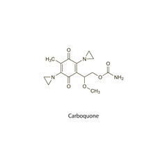 Carboquone flat skeletal molecular structure Antineoplastic drug used in cancer treatment. Vector illustration scientific diagram.