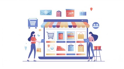 Scene of interacting with user friendly and visually appealing online shopping interface on digital devices such as tablets or computers