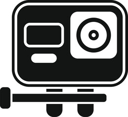 Simple icon of an action camera recording extreme sports with a wide lens