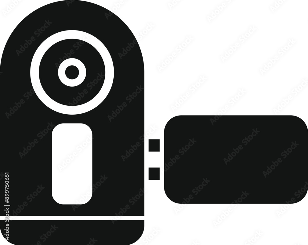 Poster simple icon of an action camera showing the lens and side battery compartment