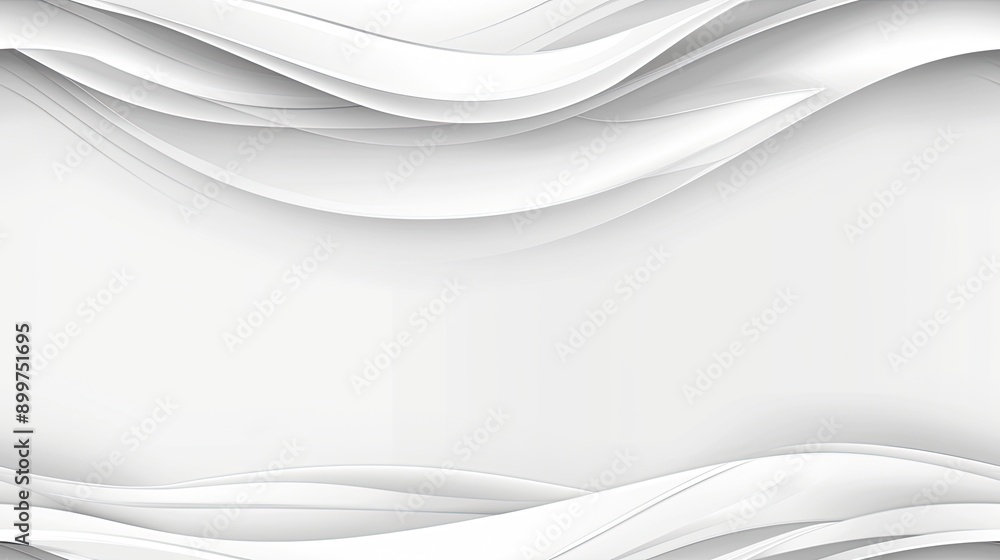 Poster smooth white silk cascades softly, creating gentle waves and reflections in a sophisticated atmosphe