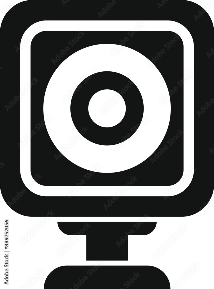 Aufkleber action camera showing lens icon in simple style on a white background