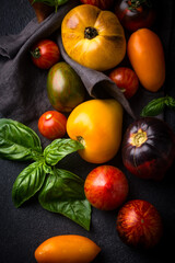 Assortment of different color tomatoes