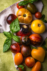 Assortment of different color tomatoes