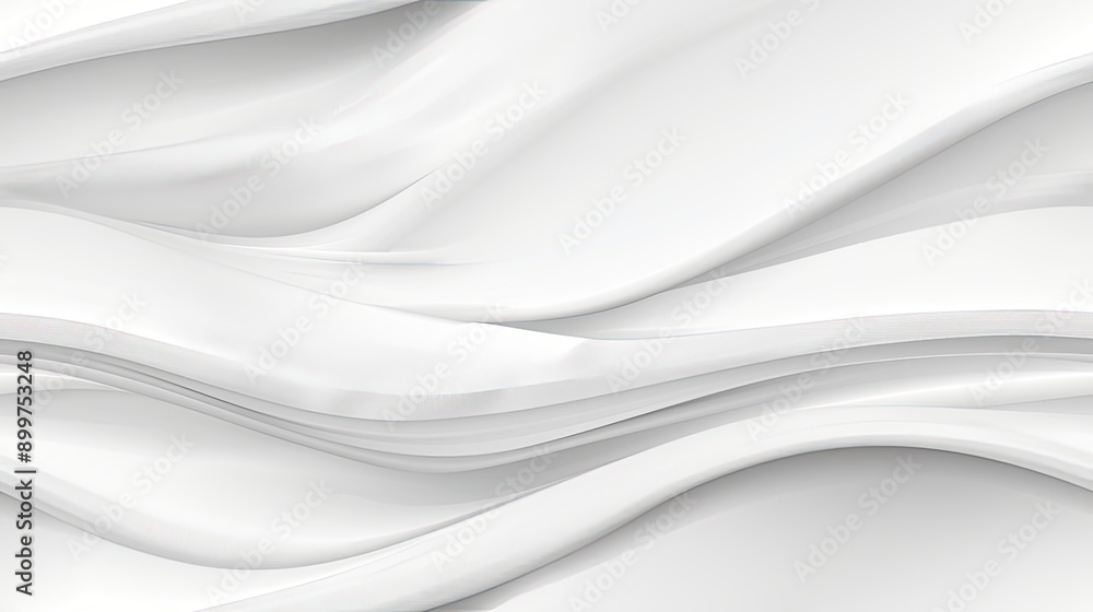 Poster smooth white silk cascades softly, creating gentle waves and reflections in a sophisticated atmosphe