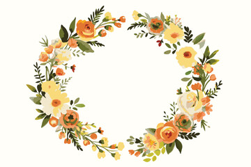 Fototapeta premium Minimalistic Flowers Wreaths Vector Set