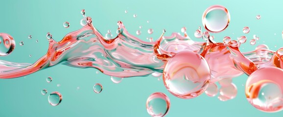 Abstract Figure Dispersion Or Crystal Glass Twisted Shape Falling In Water Surface , 3D , High Definition