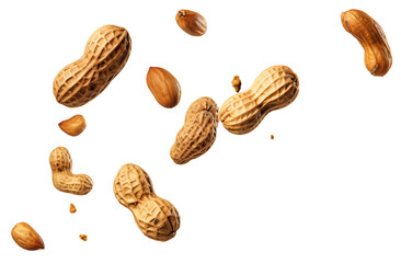 Falling peanut, full body, on a transparent background