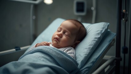 Sleeping Baby in Hospital Room