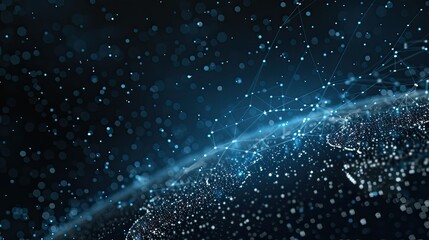 A digital representation of global connectivity featuring a network of data points and lines over a map of the Earth, all illuminated against a dark background