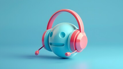 Naklejka premium Colorful 3D Rendered Headphones on Bright Blue Background