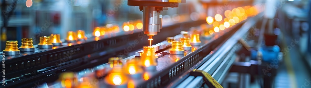 Poster high speed assembly line producing consumer electronics with precision and efficiency