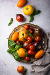 Assortment of different color tomatoes