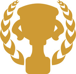 The golden trophy vector icon silhouette