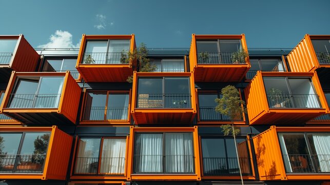Modern housing complex made from colorful shipping containers