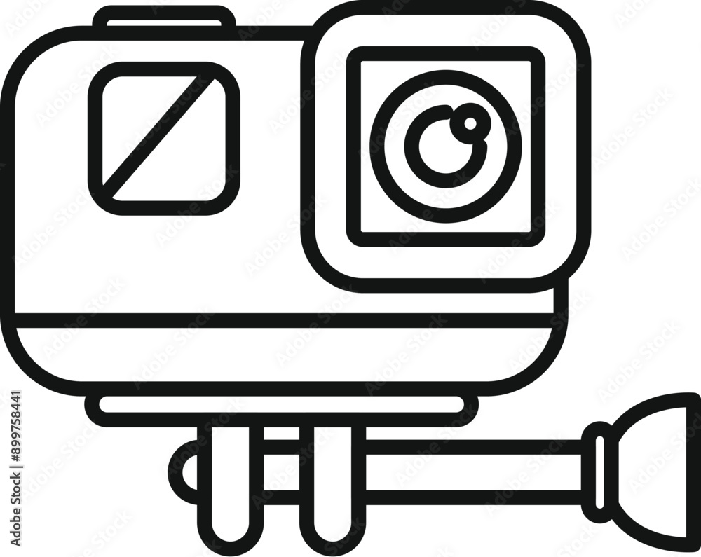 Poster action camera capturing every moment in a simple and minimalist black and white line art style