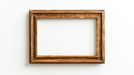 Horizontal Wooden frame Wall frame wood Mockup frame natural picture frame Vintage Antique mirror frame gallery display Interior design decorative isolated white background