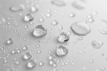 large drop of water on a white background, macro photo