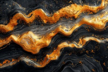 Fototapeta premium Abstract background with golden swirls and waves.