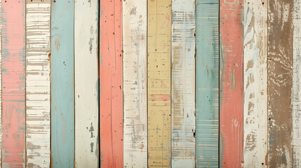 Textured Pastel Wood Surface with an Aged Timber Panel Design and Striped Pattern, Ideal for a Retro-Inspired Interior Decor or Rustic Table Setup