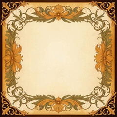 Vintage Floral Frame with Decorative Border and Floral Designs