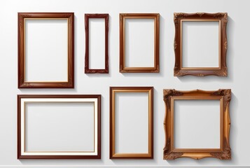 Collection of Empty Picture Frames on a White Wall