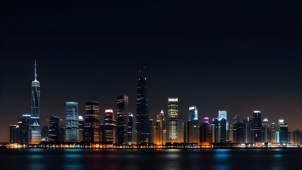 night view of the city HD 8K wallpaper Stock Photographic Image