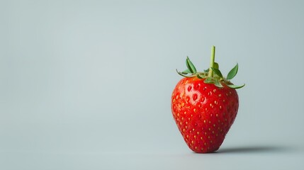Minimalist Strawberry on Plain Background - Stock Image