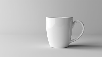 Obraz premium Minimalist White Mug on Gray Background - Modern Product Photography Stock Photo
