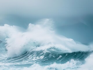 Obraz premium Beautiful image of waves crashing on the beach before the storm.