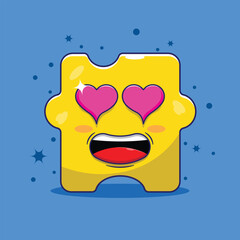 Puzzle character vector. Fascinated face with eyes forming love. puzzle character cartoon vector illustration concept