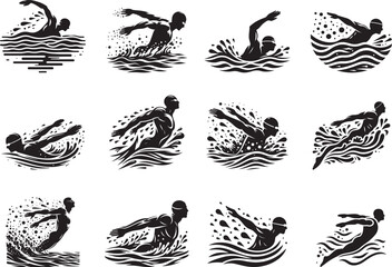 Naklejka premium Swimming Silhouette Vector Illustration