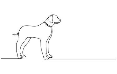 continuous line drawing cute dog, Continuous one line drawing of a dog. Dog one line drawing minimalist style