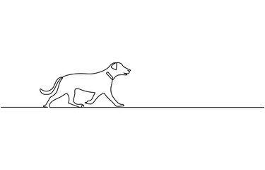 continuous line drawing cute dog, Continuous one line drawing of a dog. Dog one line drawing minimalist style
