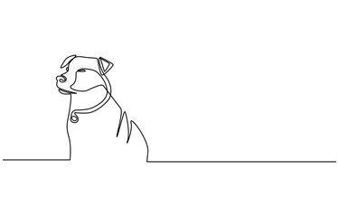continuous line drawing cute dog, Continuous one line drawing of a dog. Dog one line drawing minimalist style