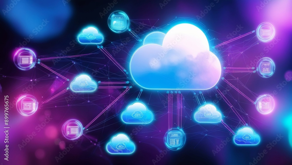 Poster Futuristic Cloud Computing Network with Data Transfer