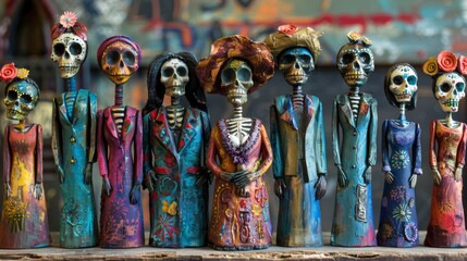 Fototapeta premium decorative skull dolls for the day of the dead Mexico