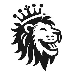 Clean Black and white vector silhouette of a Lion on white background