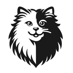Obraz premium Clean Black and white vector silhouette of a Cat on white background