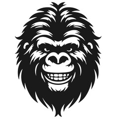 Clean Black and white vector silhouette of a Gorilla on white background