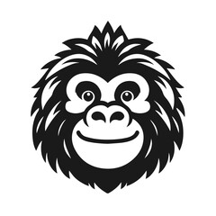 Clean Black and white vector silhouette of a Gorilla on white background
