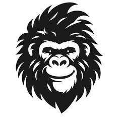 Obraz premium Clean Black and white vector silhouette of a Gorilla on white background