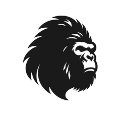 Fototapeta premium Clean Black and white vector silhouette of a Gorilla on white background