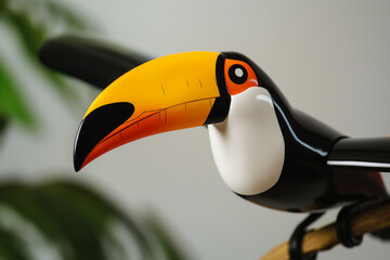 Fototapeta premium Colorful toucan bird with vibrant beak perched on a tree, exotic wildlife in tropical nature